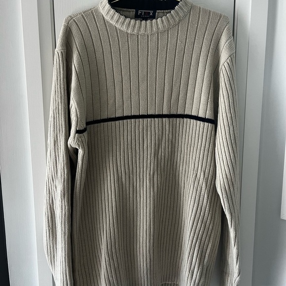 Men's Size L Pullover Classic Cable Knit Sweater Fixx Homme Brand 100% Acrylic - Picture 1 of 7